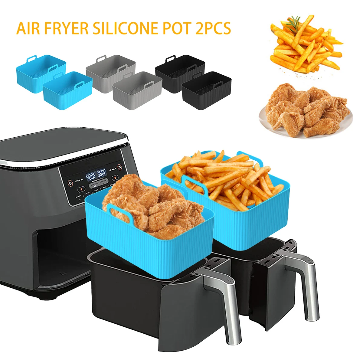 Kitchen Oven Baking Pans - 2Pcs Air Fryer Silicone Liner for