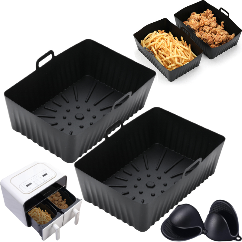 Kitchen Baking Zone - Silicone Air Fryer Liners Non-stick Dual