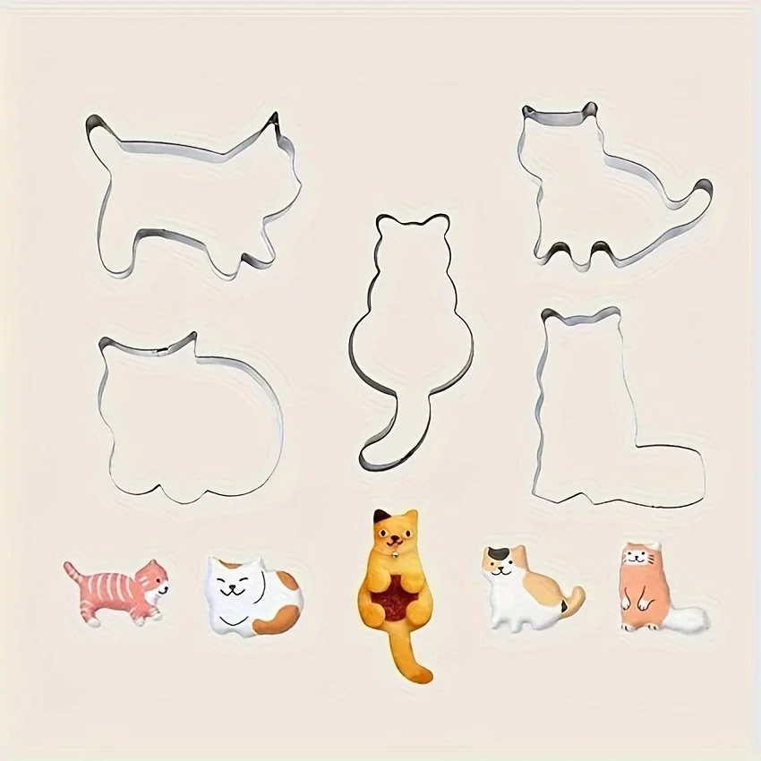 5pcs Adorable Cat & Kitten Sha - Kitchen Baking Essentials 评论和价格