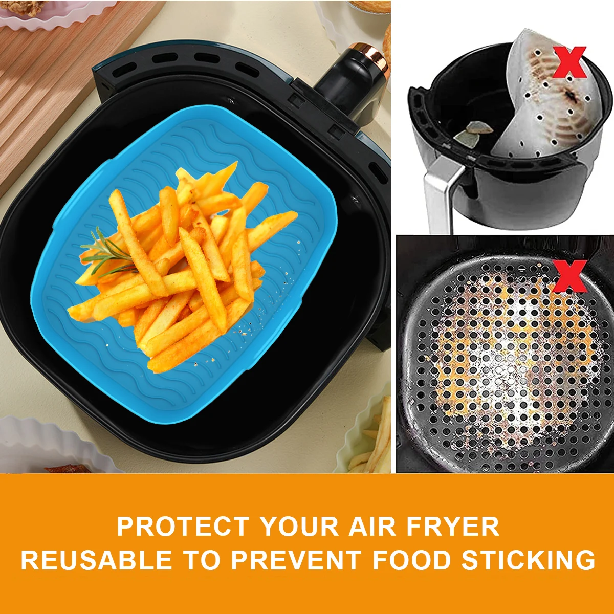 2Pcs Air Fryer Silicone Liner  - Kitchen Oven Baking Pans 评论和价格
