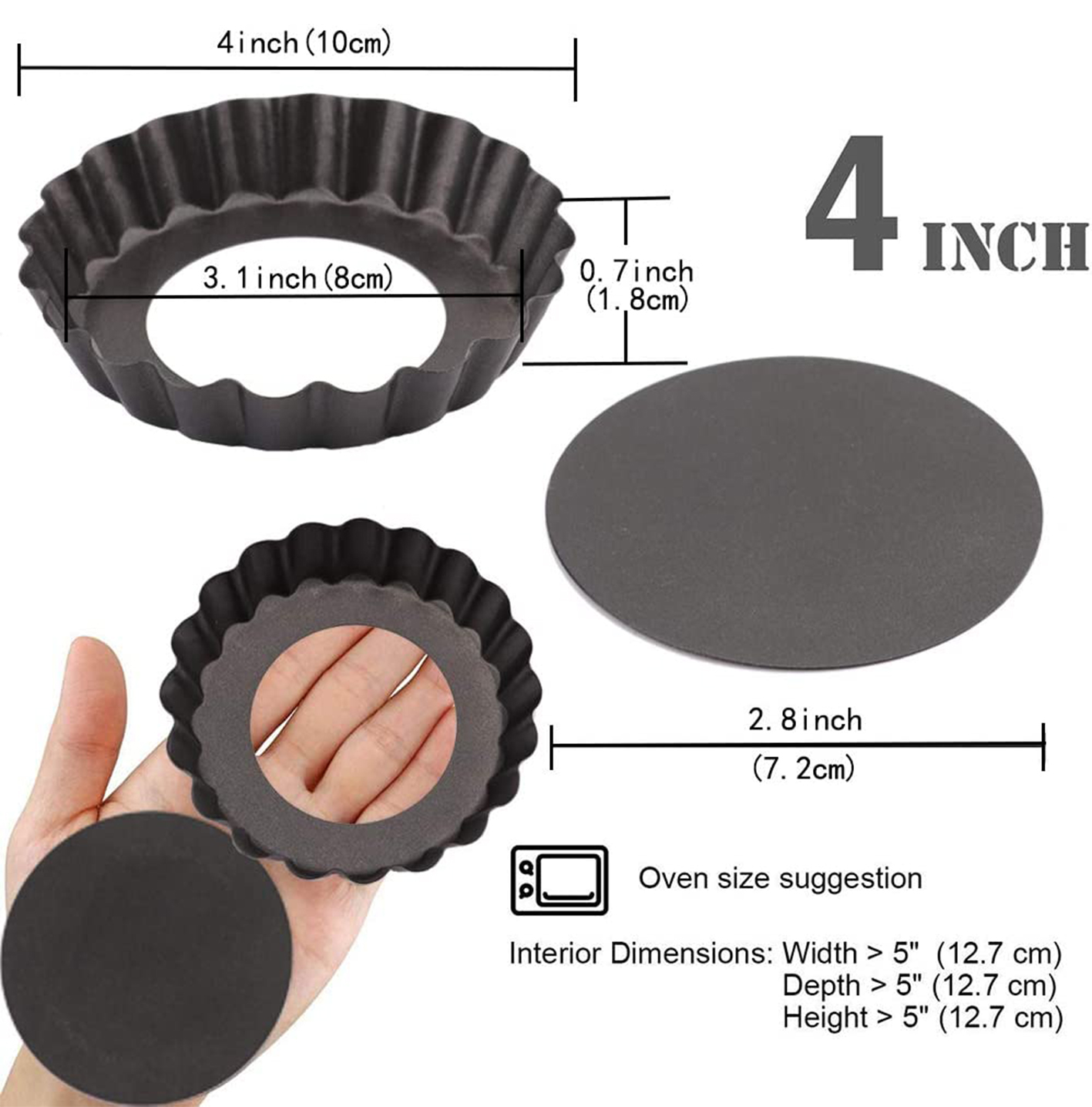 6 Pcs Mini Tart Pans 4 Inch wi - Muffin Tin Nonstick 评论和价格