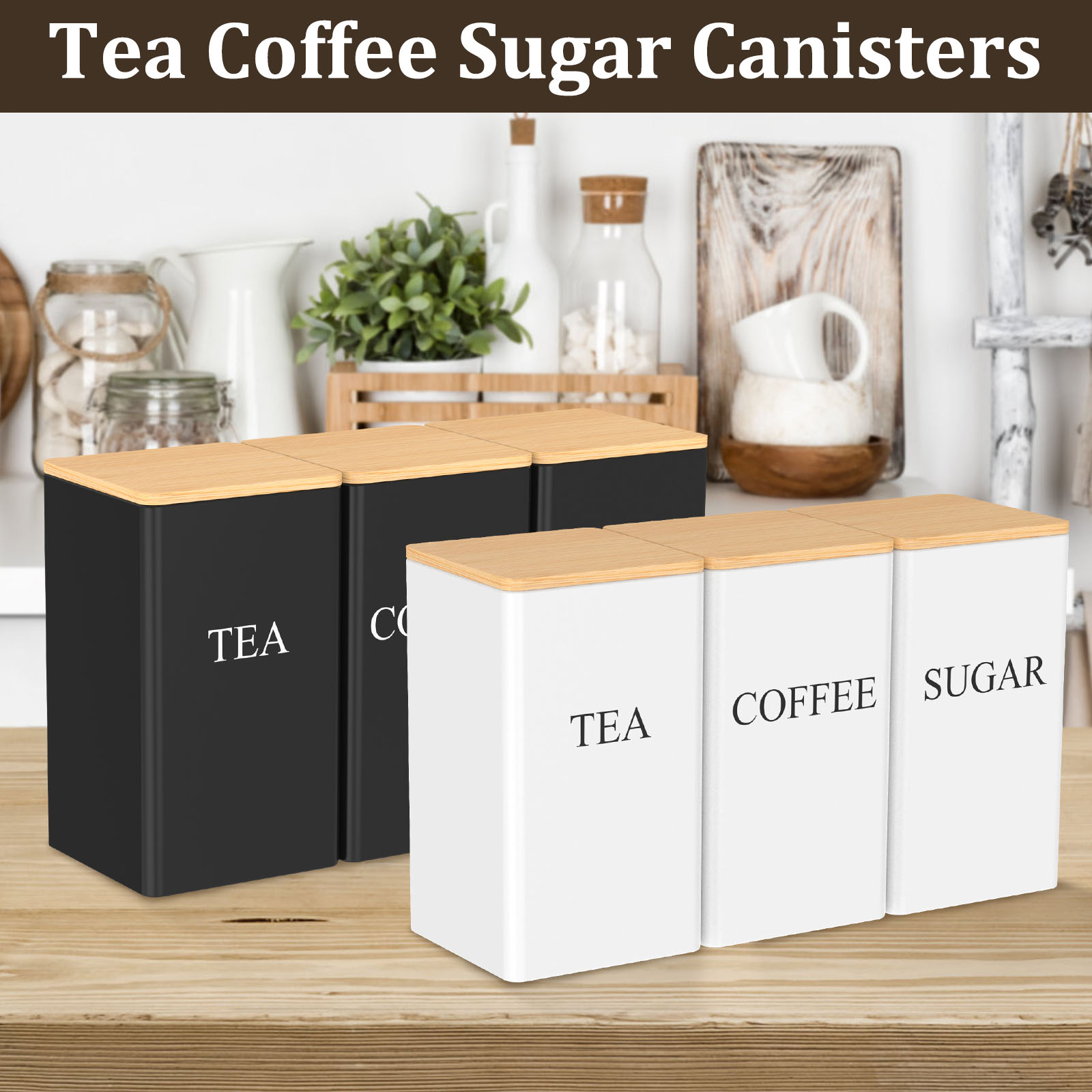 3Pcs Coffee Bean Tea Sugar Jar - Kitchen Bank 评论和价格
