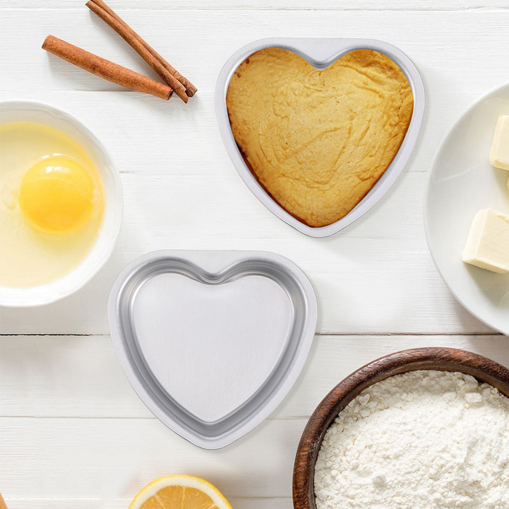 4Pcs Heart Shaped Cake Mold 4  - Muffin Tin Nonstick 评论和价格
