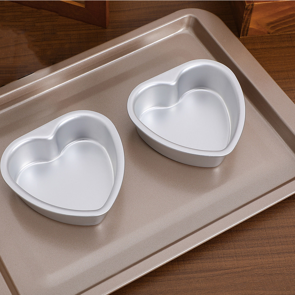 4Pcs Heart Shaped Cake Mold 4  - Muffin Tin Nonstick 评论和价格