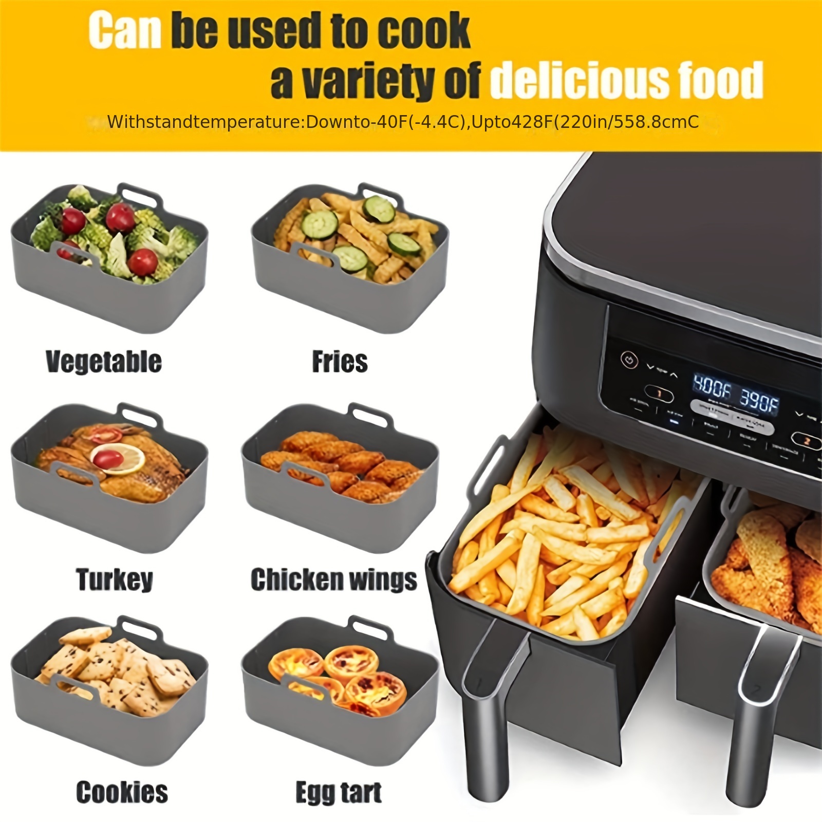 1/2Pcs Air Fryer Silicone Tray - Kitchen Oven Baking Pans 评论和价格