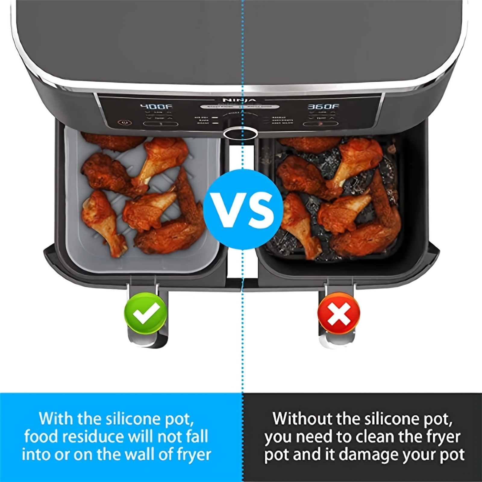 1/2Pcs Air Fryer Silicone Tray - Kitchen Oven Baking Pans 评论和价格