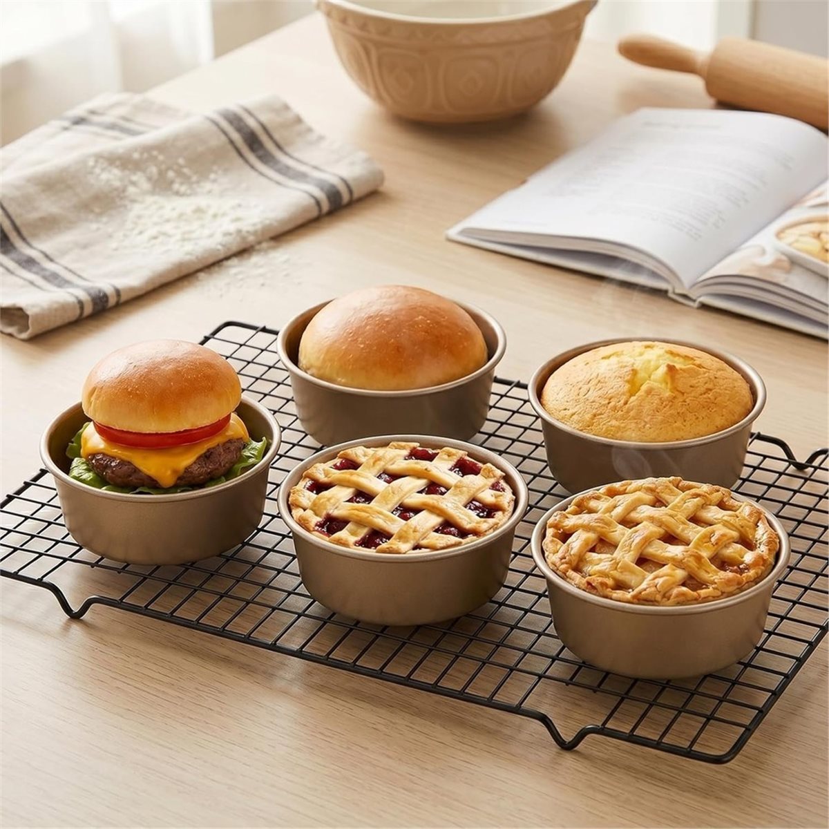 8 Pack Mini Pie Pans, 4 Inch R - Muffin Tin Nonstick 评论和价格