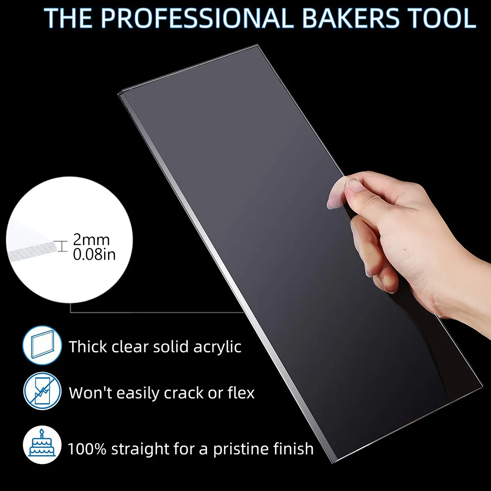 4 Sizes Acrylic Cake Scraper C - Fondant Smoother Set 评论和价格