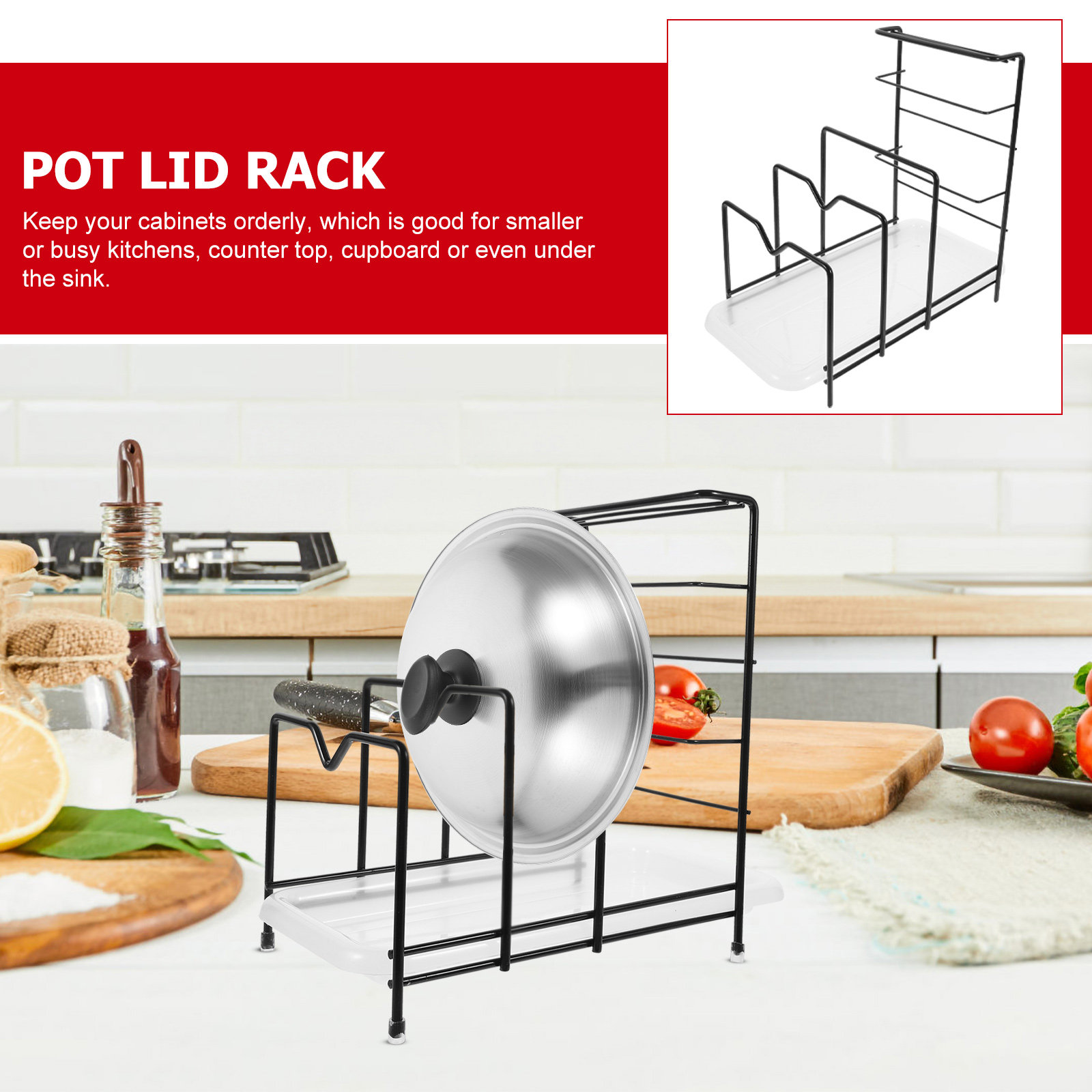 Lid Organizer for Pot Lids Cut - Kitchen Cabinet Baking Organizer 评论和价格