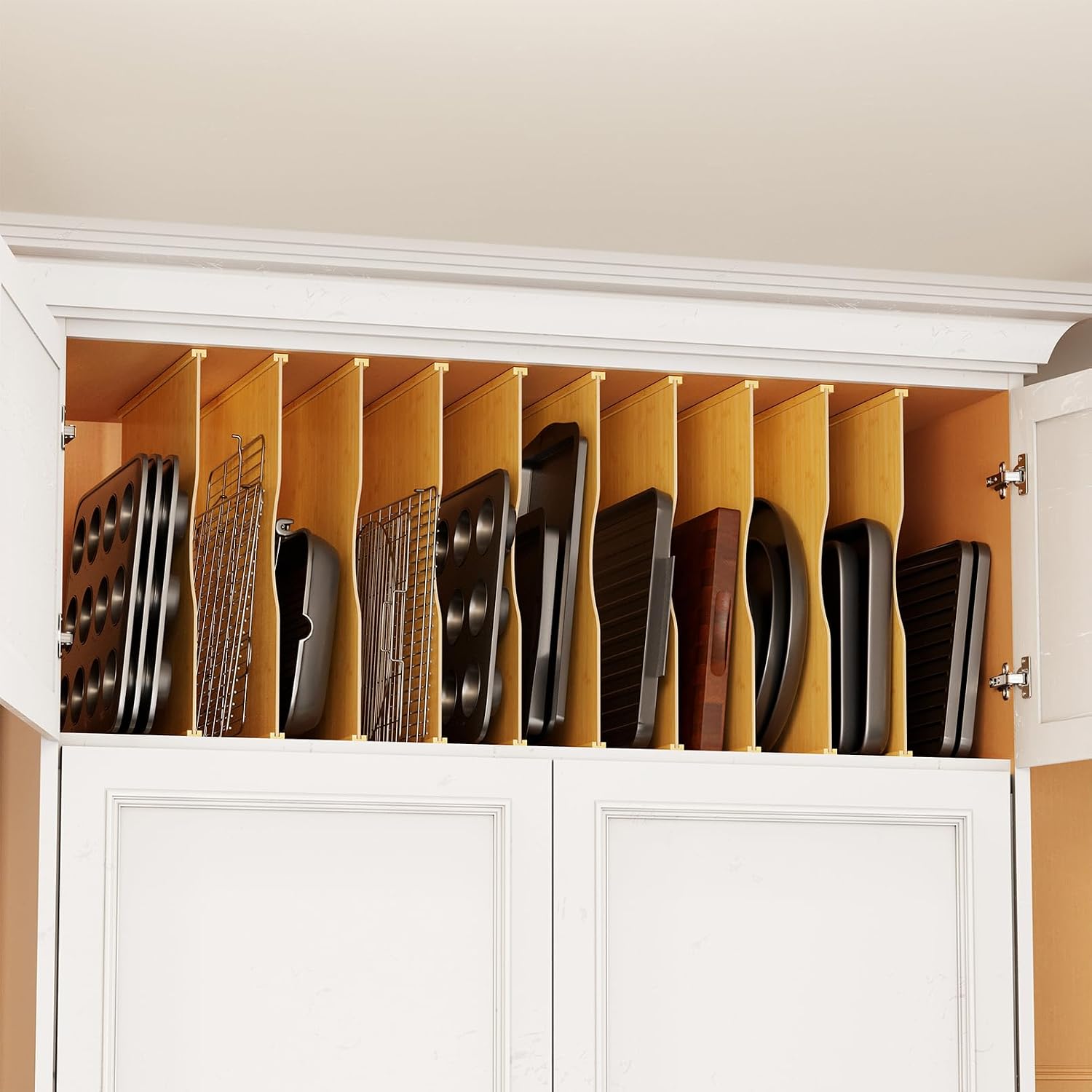 10 Pack Bamboo Tray Dividers f - Kitchen Cabinet Baking Organizer 评论和价格