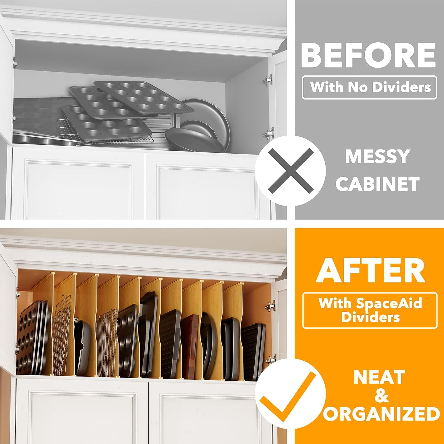 10 Pack Bamboo Tray Dividers f - Kitchen Cabinet Baking Organizer 评论和价格