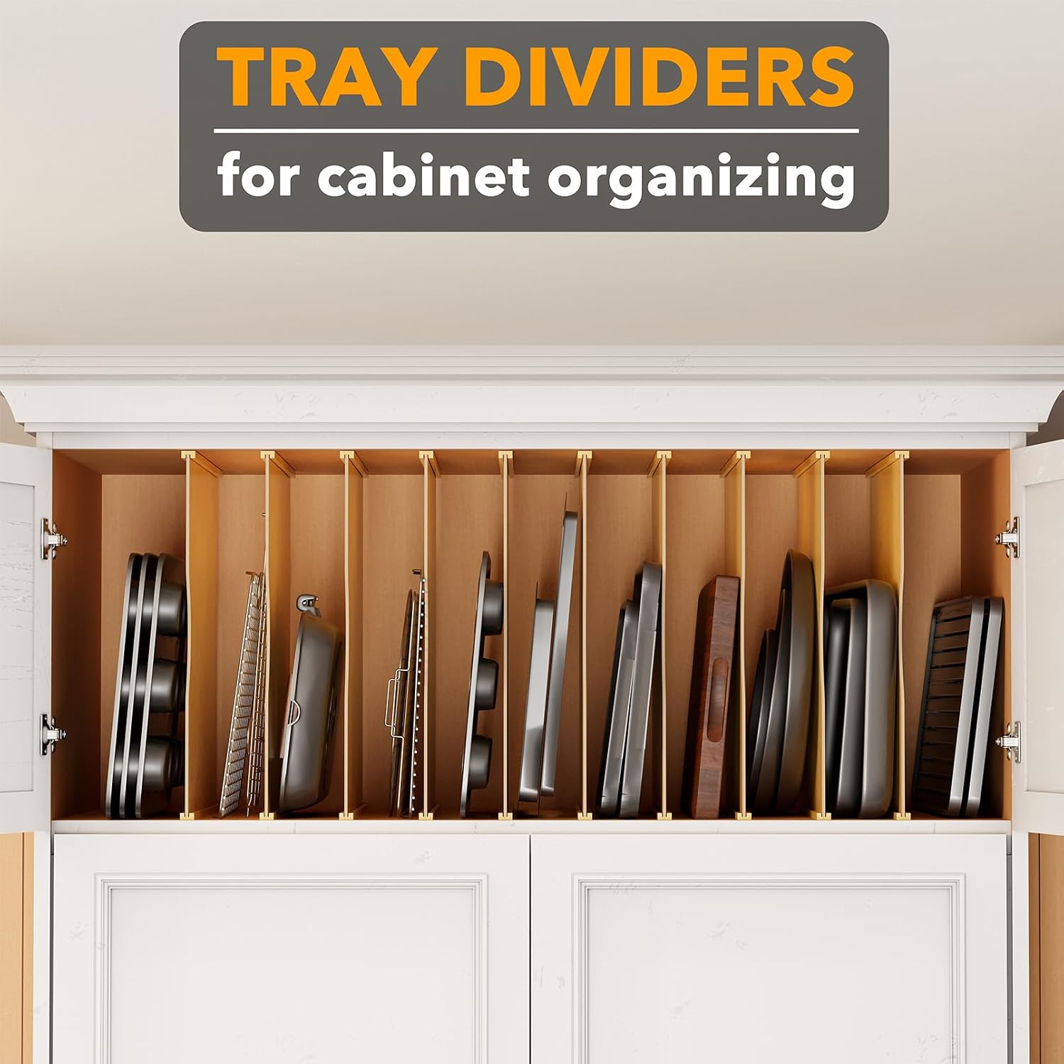 10 Pack Bamboo Tray Dividers f - Kitchen Cabinet Baking Organizer 评论和价格